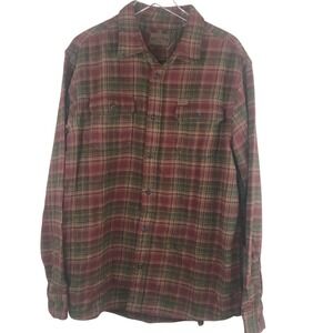 Orvis Men's Big Bear Heavy Weight Flannel Long Sleeve Shirt Autumn Rust Plaid XL